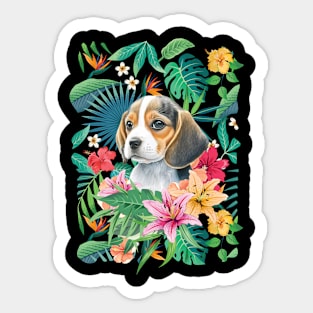 Tropical Beagle Puppy 2 Sticker